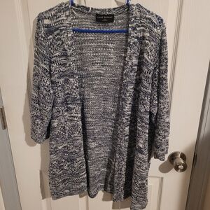 Lane Bryant Women's Navy and White Knit Cardigan